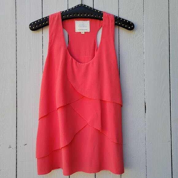 MADISON MARCUS Silk Tank Top tulip racer back Coral Medium - Picture 1 of 5